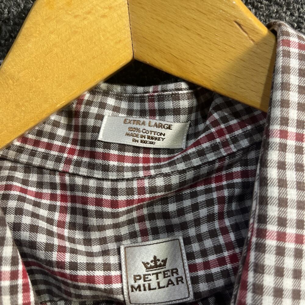 Peter Millar Long Sleeve Gingham Plaid Button‎ Shirt Mens XL Cotton Red Green - Picture 3 of 12